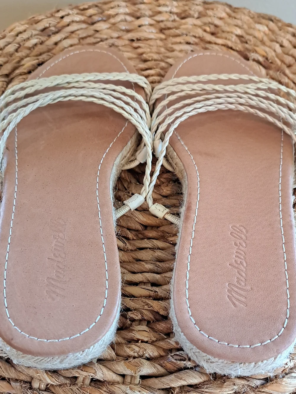 NWOT Madewell Womens Kathryn Ivory Braided Leather Espadrille Slide Sandals 8
